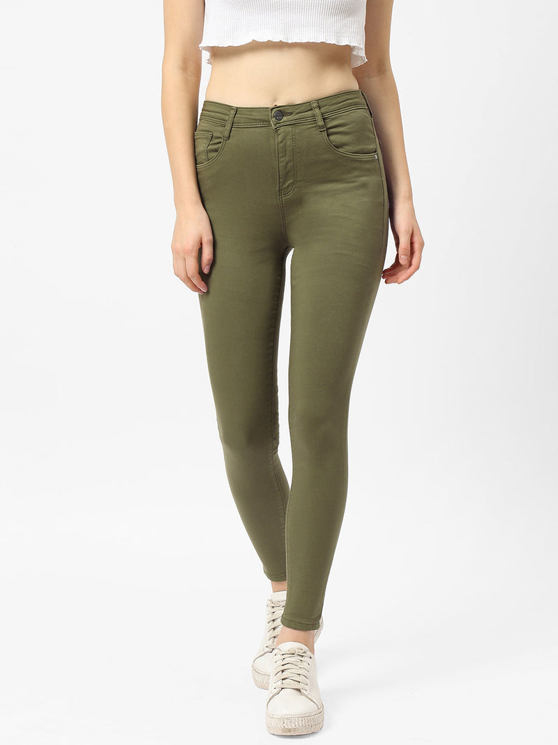 K5058 High Rise Crop Jeans - Olive