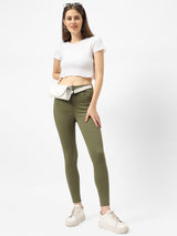 K5058 High Rise Crop Jeans - Olive