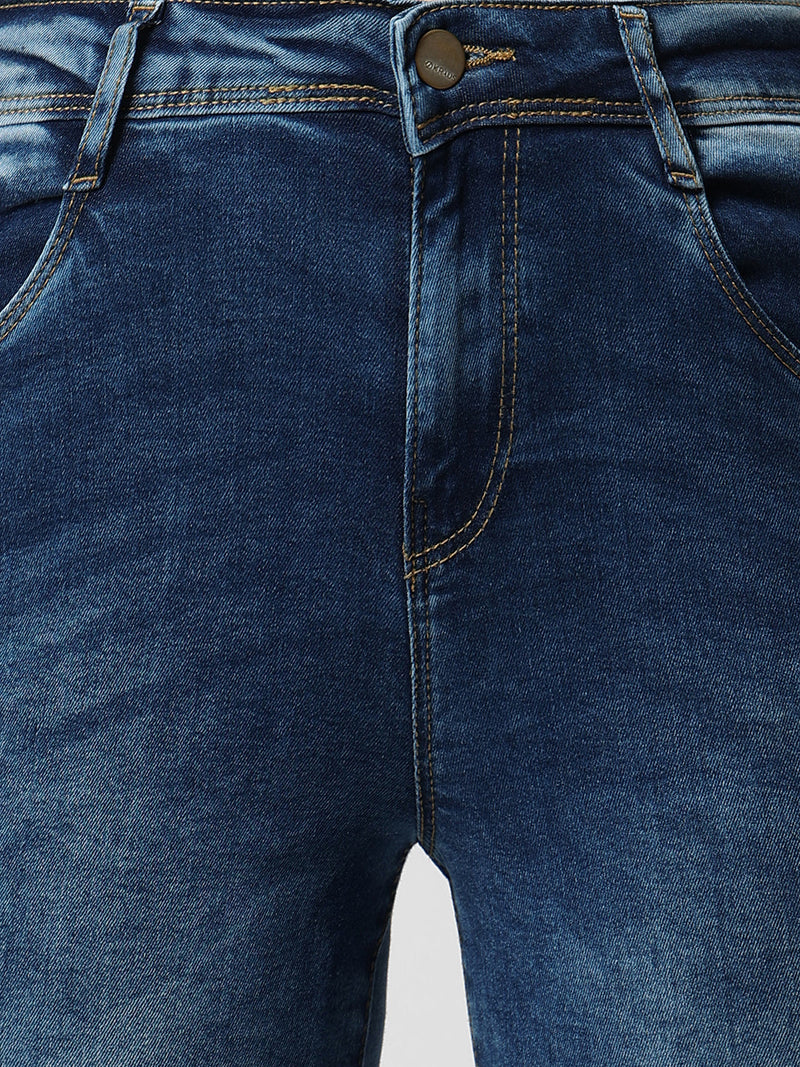 K3051 Mid-Rise Skinny Ripped Jeans - Blue
