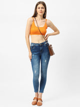 K3051 Mid-Rise Skinny Ripped Jeans - Blue