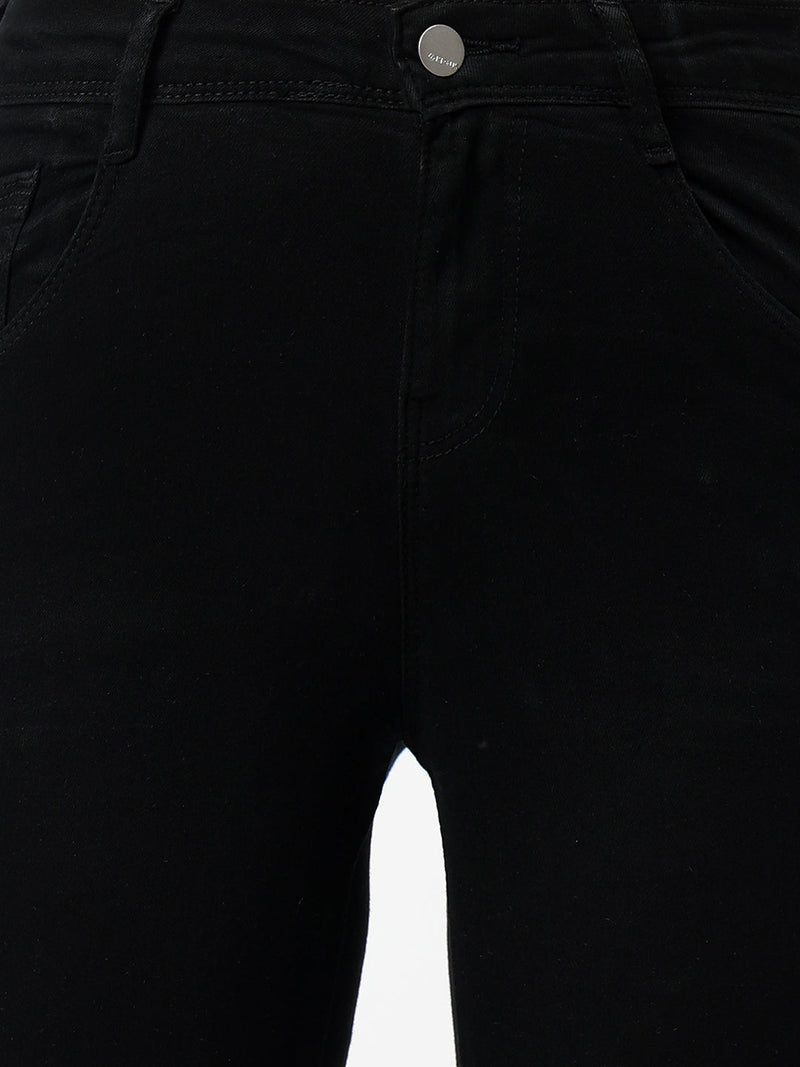 K4068 Mid-Rise Push Up Super Skinny Jeans - Black