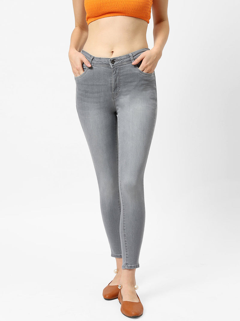 K4014 High-Rise Skinny Jeans - Grey