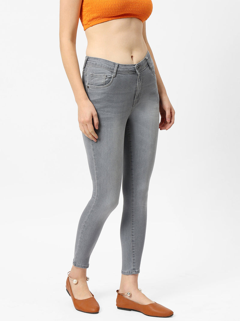K4014 High-Rise Skinny Jeans - Grey