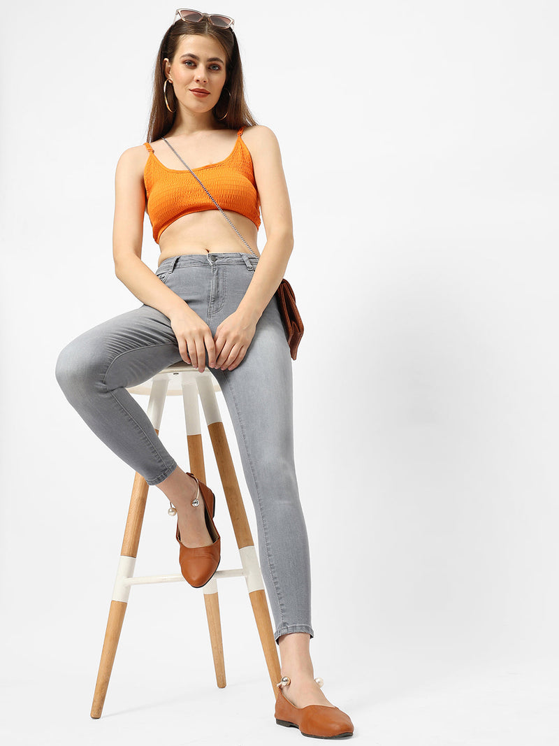 K4014 High-Rise Skinny Jeans - Grey