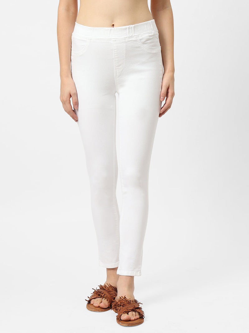 K3081 Mid-Rise Denim Legging - White