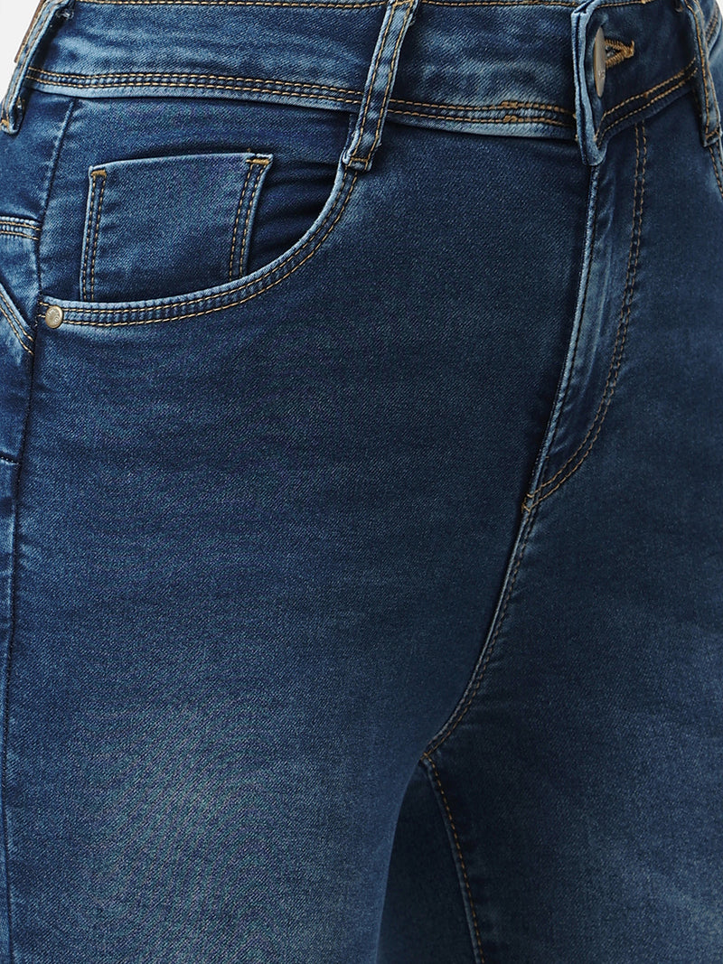 K4068 Mid-Rise Push Up Super Skinny Jeans - Blue