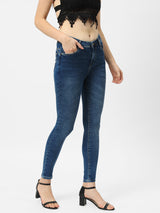 K4068 Mid-Rise Push Up Super Skinny Jeans - Blue