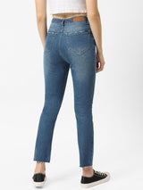 K5067 Super High-Rise Straight Ripped Jeans - Light Blue