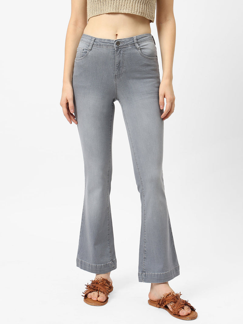 K5013 High-Rise Flared Jeans - Grey