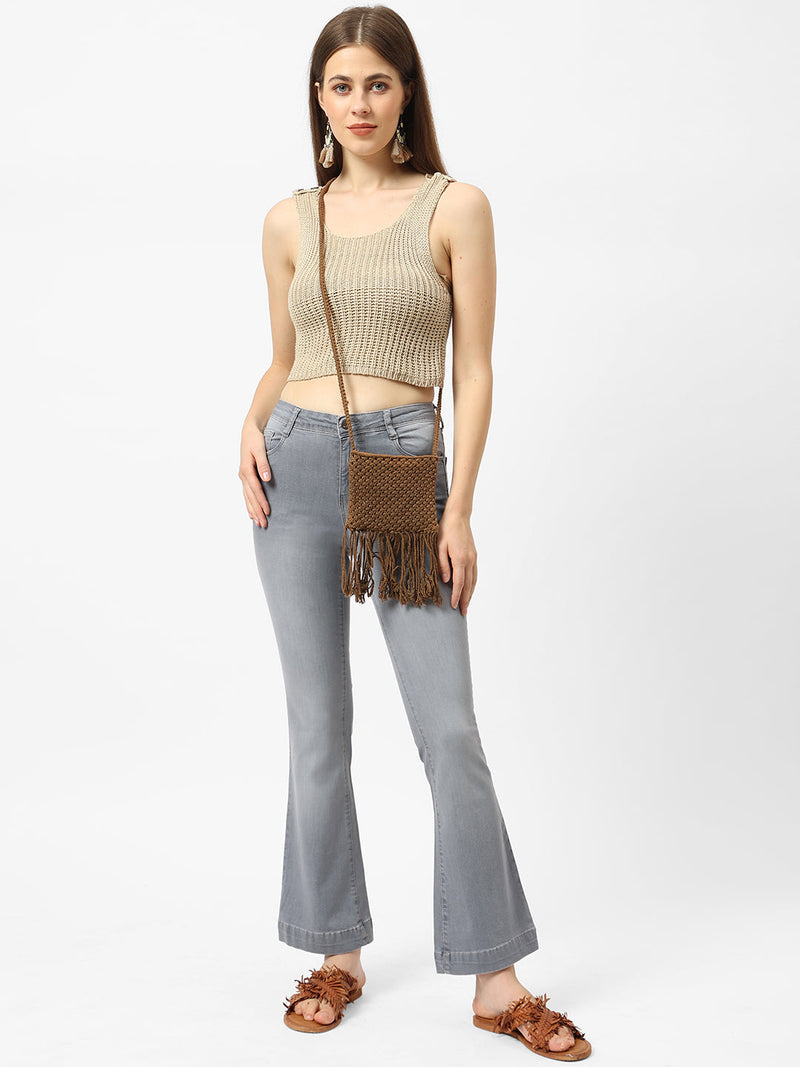 K5013 High-Rise Flared Jeans - Grey
