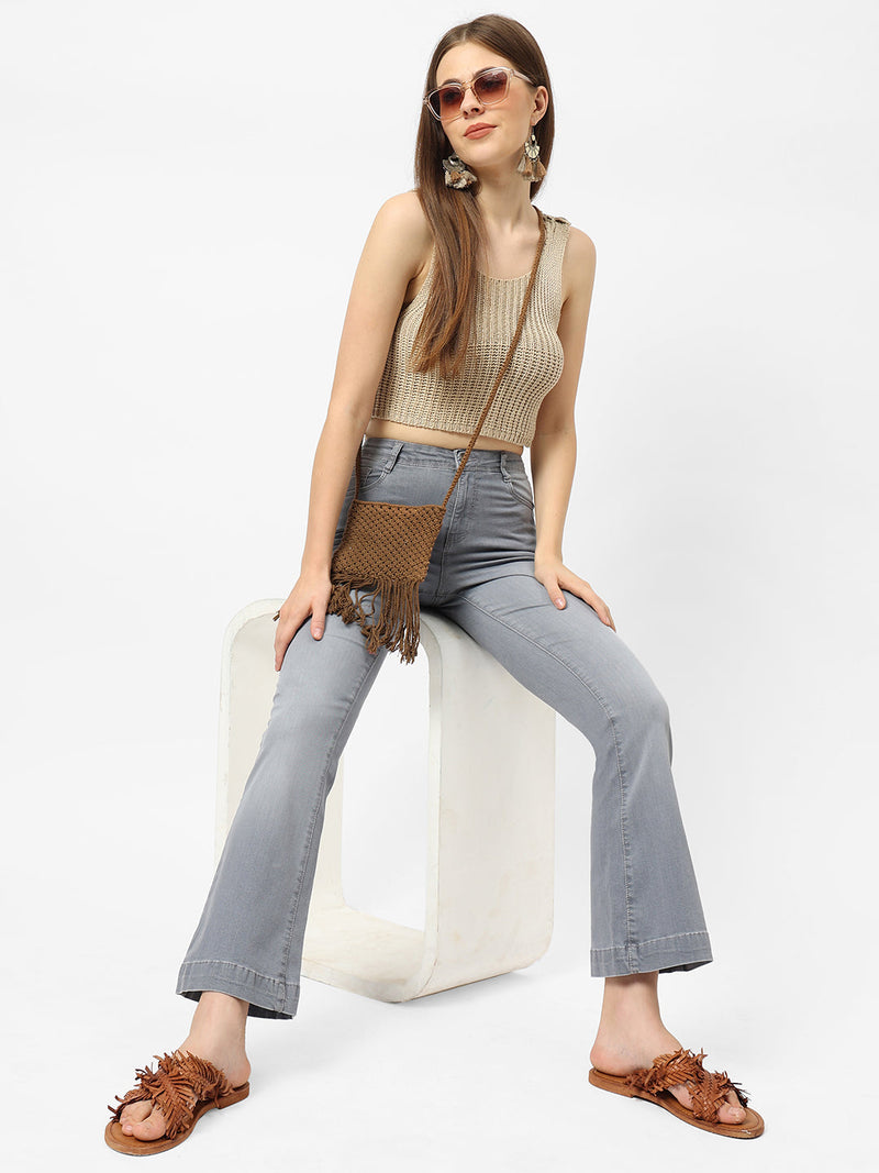 K5013 High-Rise Flared Jeans - Grey