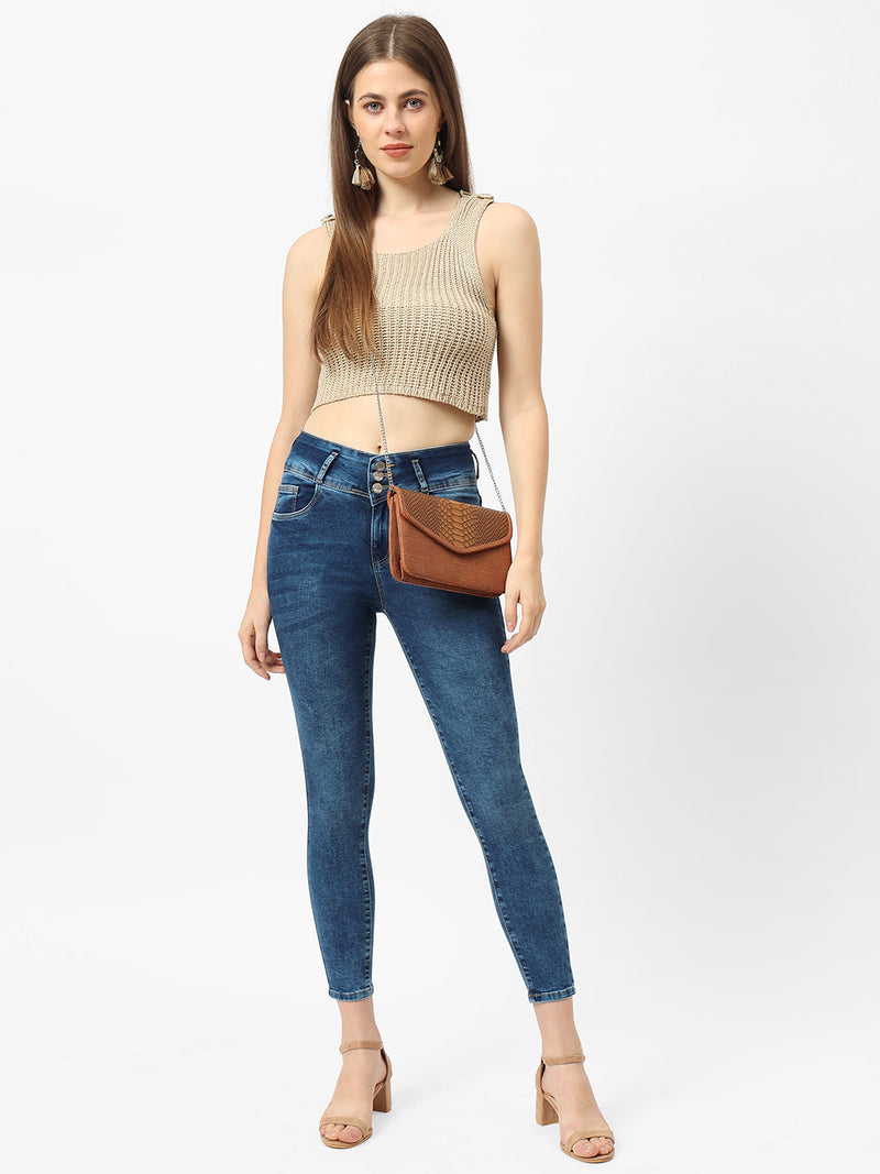 K4014 High-Rise Skinny Jeans - Blue