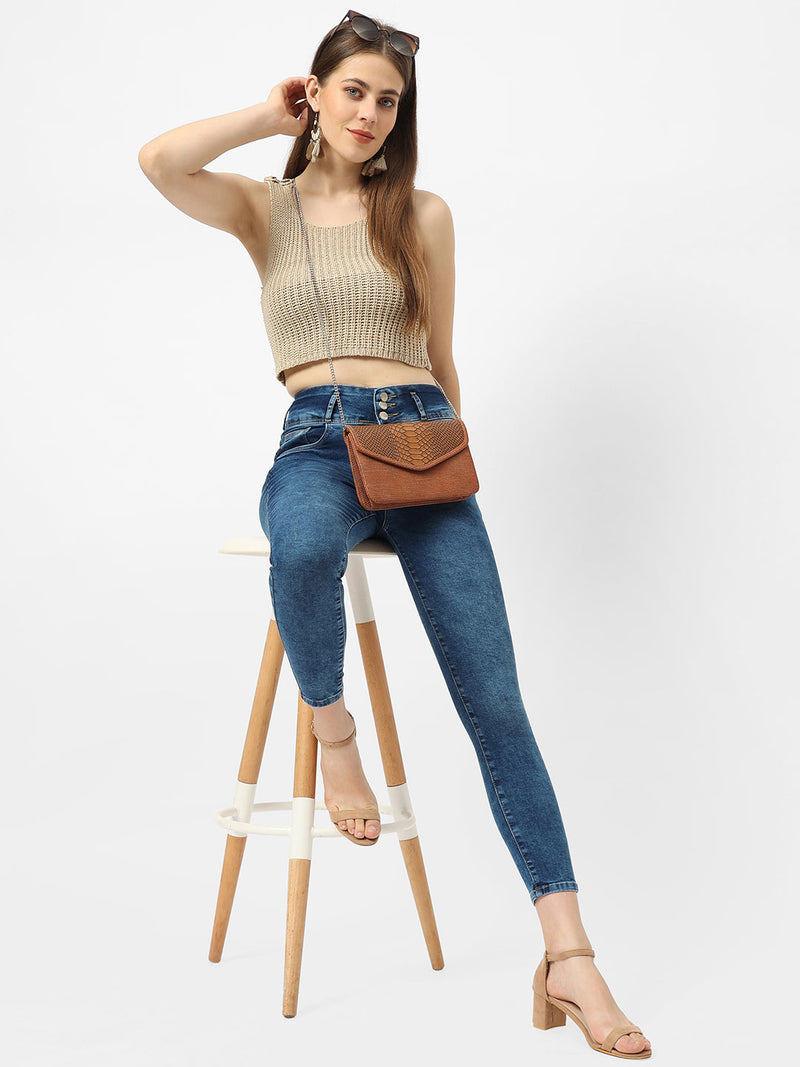 K4014 High-Rise Skinny Jeans - Blue
