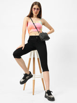 K4023 Mid-Rise Slim Capri - Black