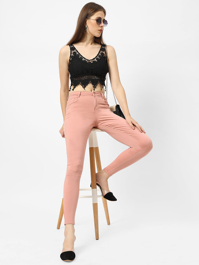 K4014 High-Rise Skinny Jeans - Blush Pink