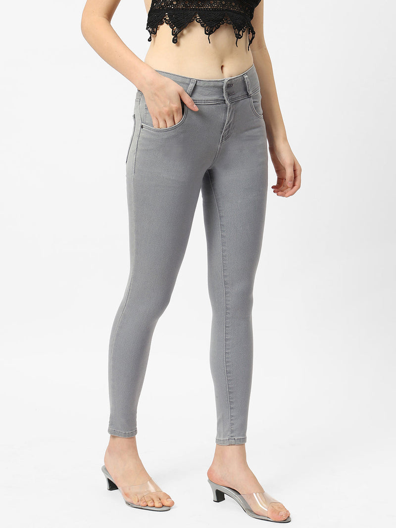 K4014 High-Rise Skinny Jeans - Grey