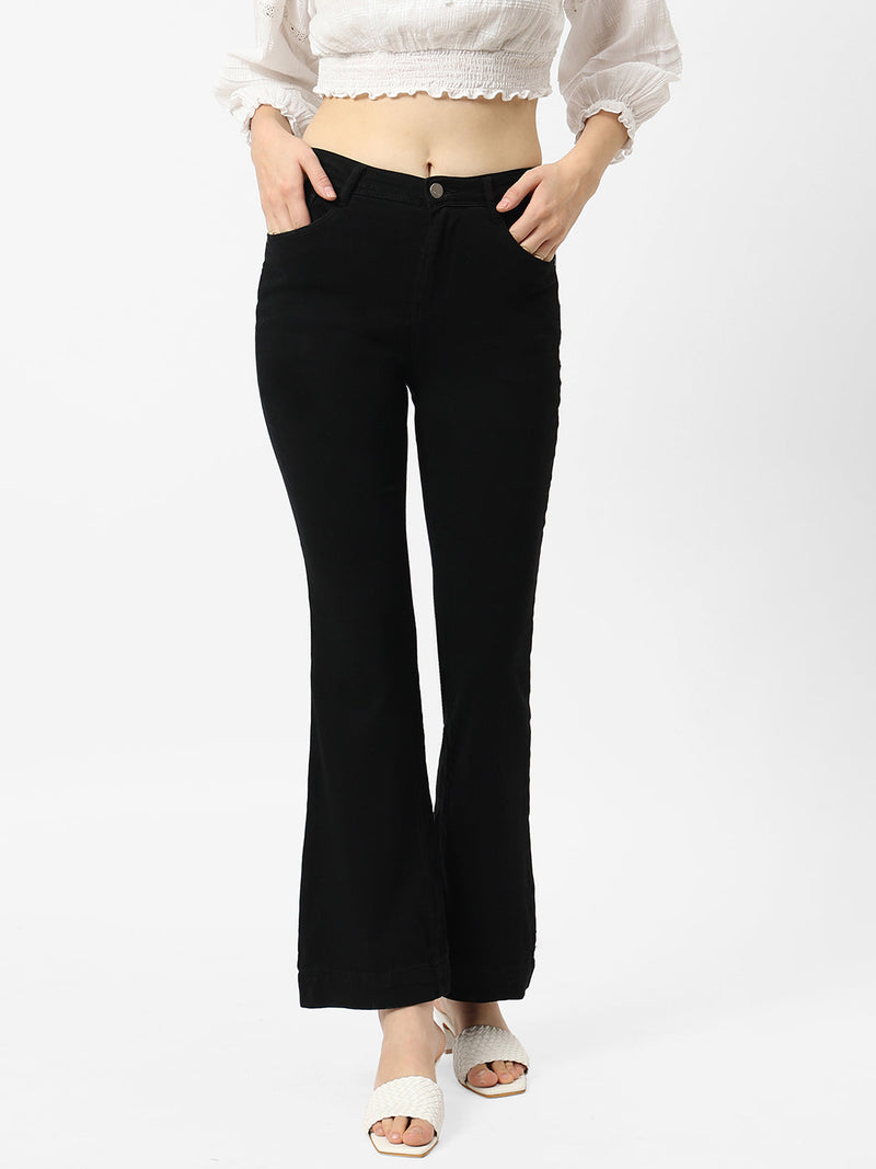 K5013 High-Rise Flared Jeans - Black