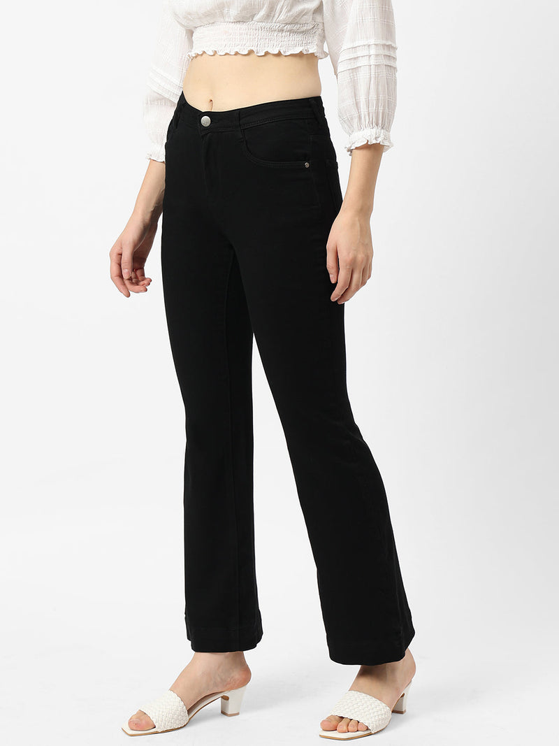 K5013 High-Rise Flared Jeans - Black