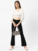 K5013 High-Rise Flared Jeans - Black