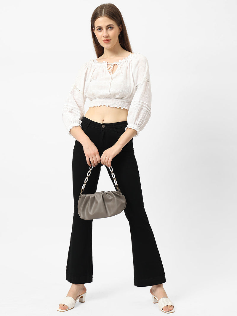 K5013 High-Rise Flared Jeans - Black