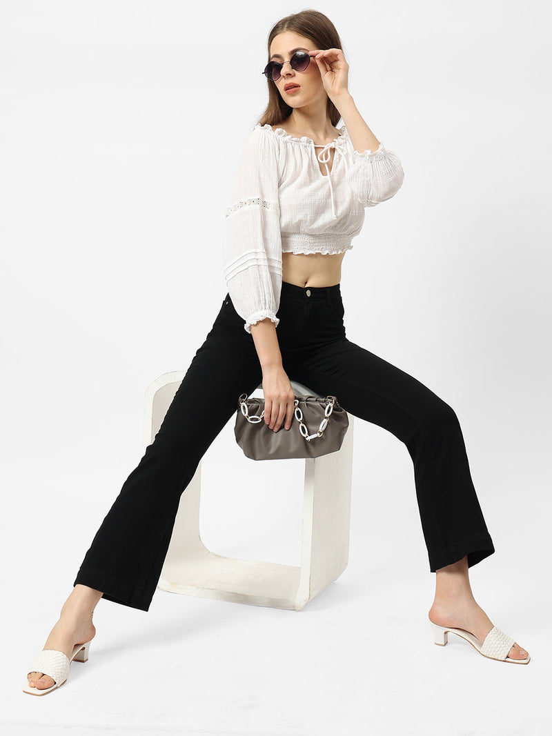 K5013 High-Rise Flared Jeans - Black