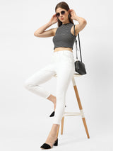 K4014 High-Rise Skinny Jeans - White