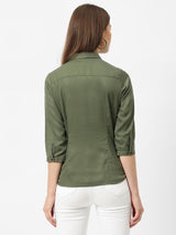 Women Olive Solid Shirt - Olive