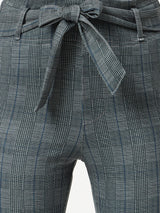 High-Rise Flared Knitted Paper Bag Pants - Grey
