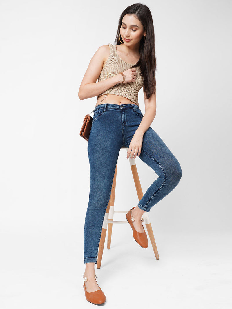 K3051 Mid-Rise Skinny Jeans - Blue