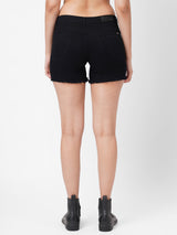 K4041 High-Rise Ripped Shorts - Black