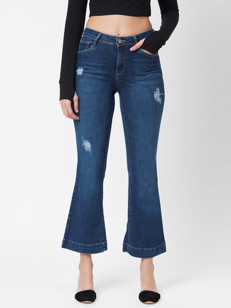 K5013 High-Rise Flared Jeans - Blue