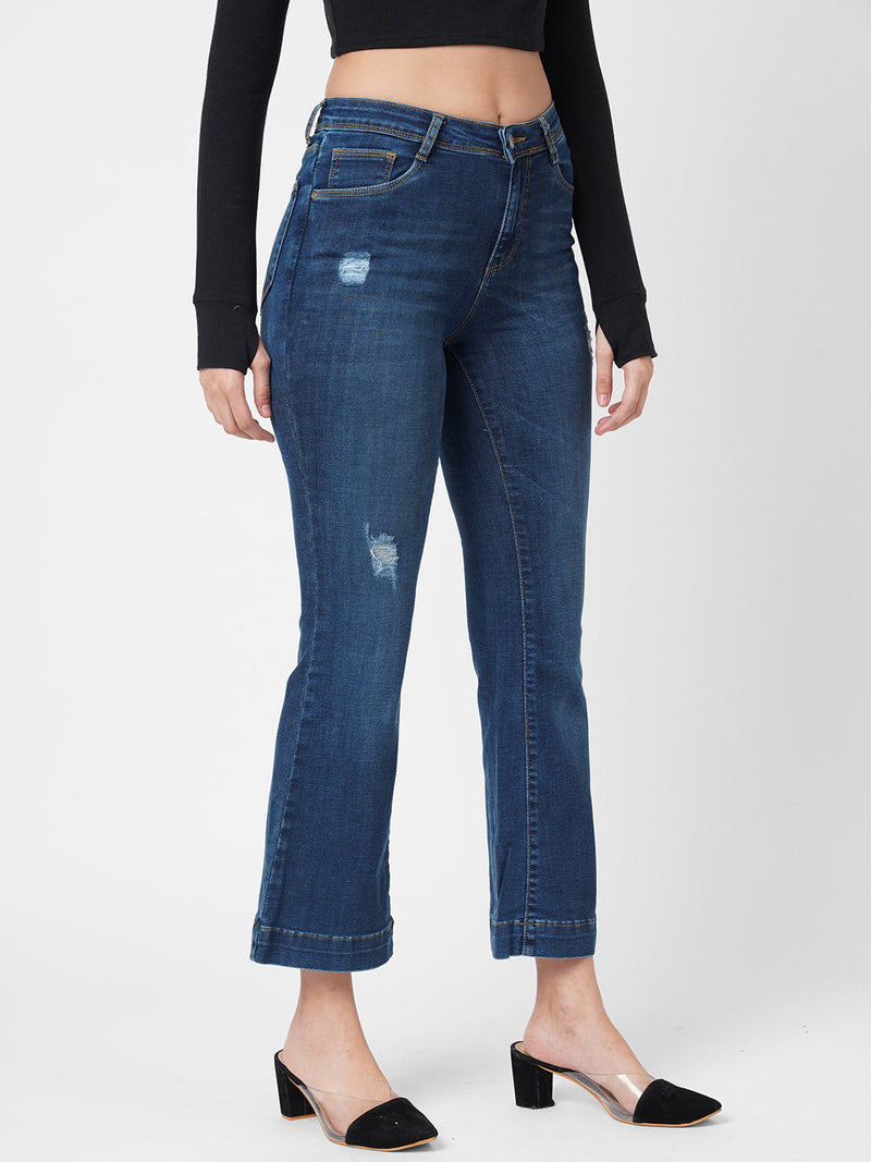 K5013 High-Rise Flared Jeans - Blue