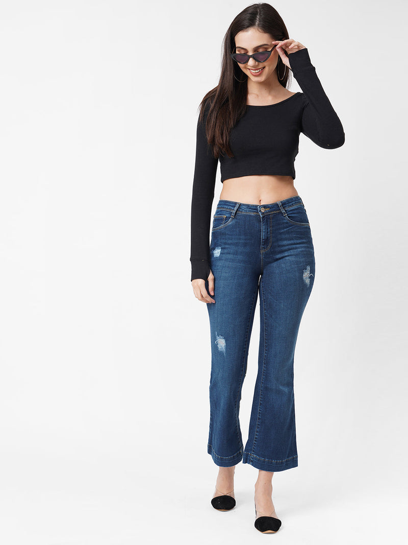 K5013 High-Rise Flared Jeans - Blue