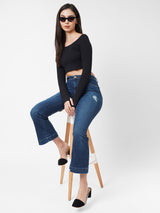 K5013 High-Rise Flared Jeans - Blue