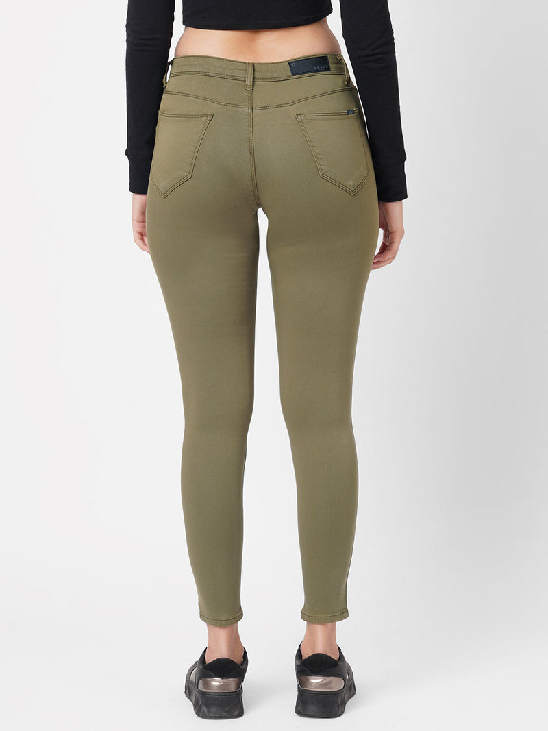 K4014 High-Rise Skinny Jeans - Olive