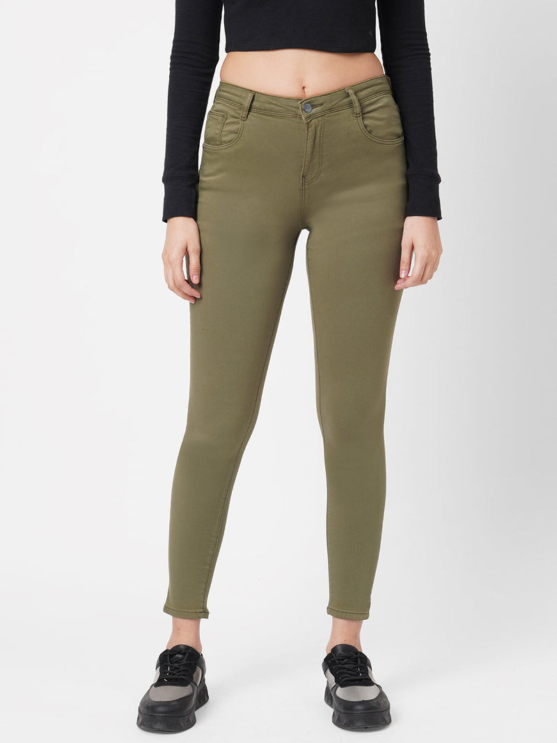 K4014 High-Rise Skinny Jeans - Olive