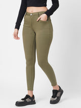 K4014 High-Rise Skinny Jeans - Olive