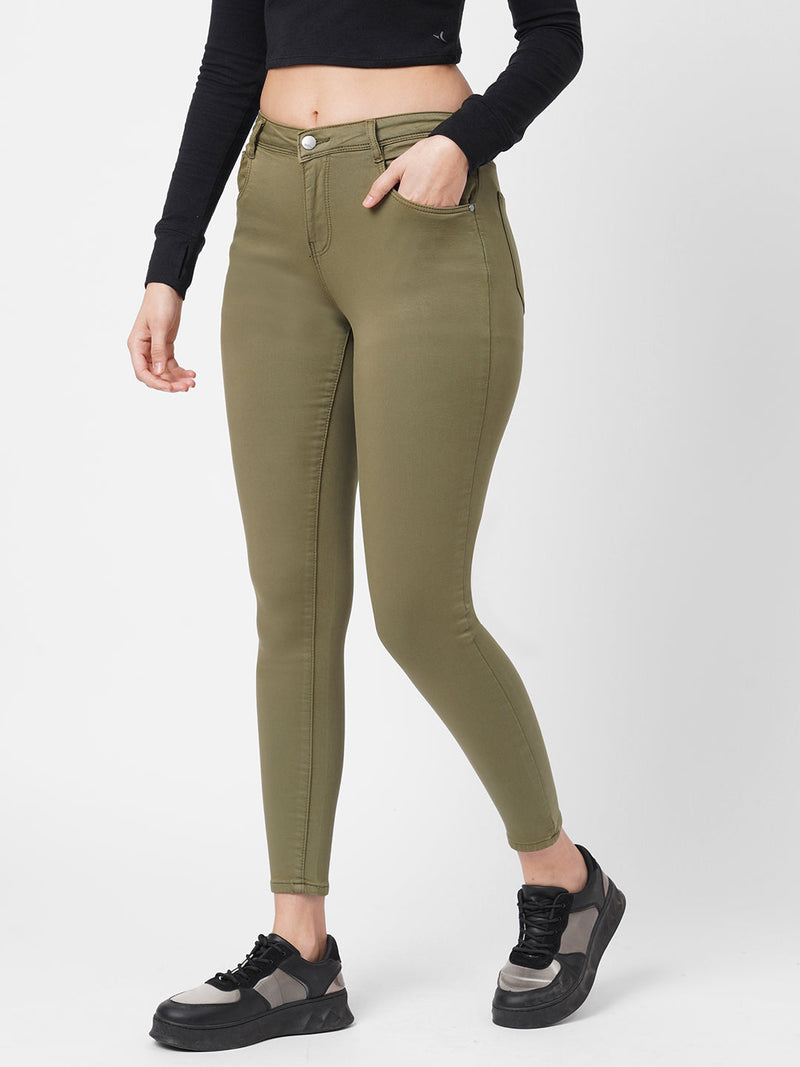 K4014 High-Rise Skinny Jeans - Olive