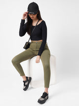 K4014 High-Rise Skinny Jeans - Olive