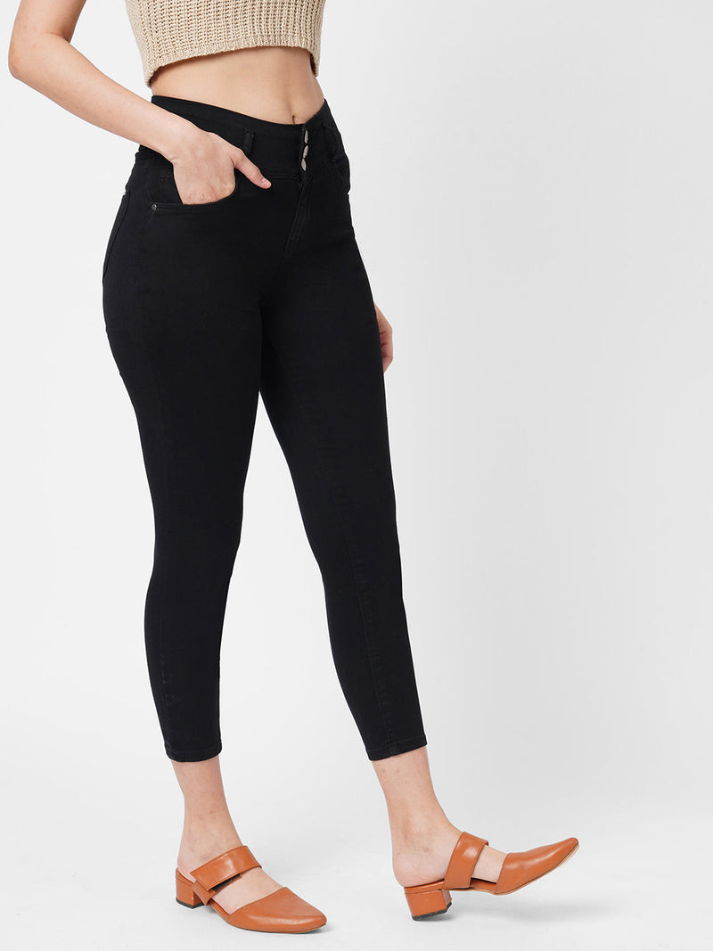 K4014 High-Rise Skinny Jeans - Black