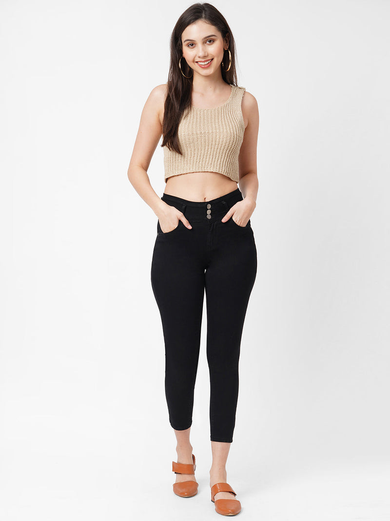 K4014 High-Rise Skinny Jeans - Black
