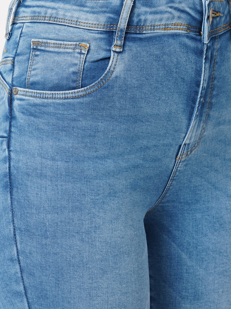 K4068 Mid-Rise Push Up Super Skinny Jeans - Blue