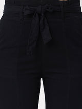 High-Rise Paper Bag Pants - Black