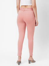 High-Rise Knitted Paper Bag Pants - Blush Pink