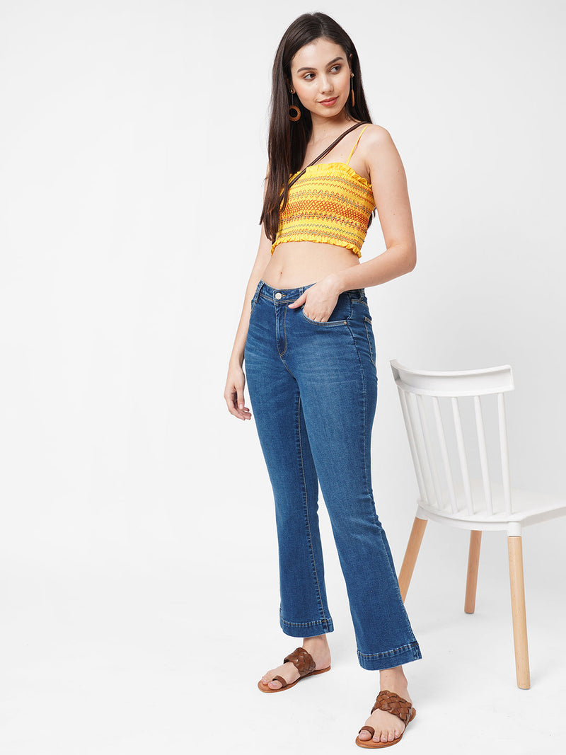 K5013 High-Rise Flared Jeans - Blue