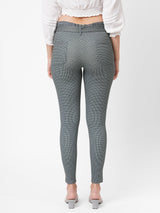 High-Rise Knitted Paper Bag Pants - Black Grey