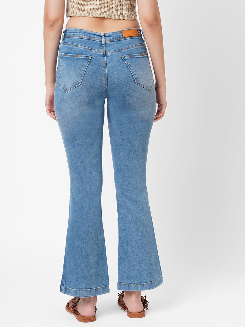 K5013 High-Rise Flared Jeans - Light Blue
