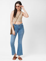 K5013 High-Rise Flared Jeans - Light Blue