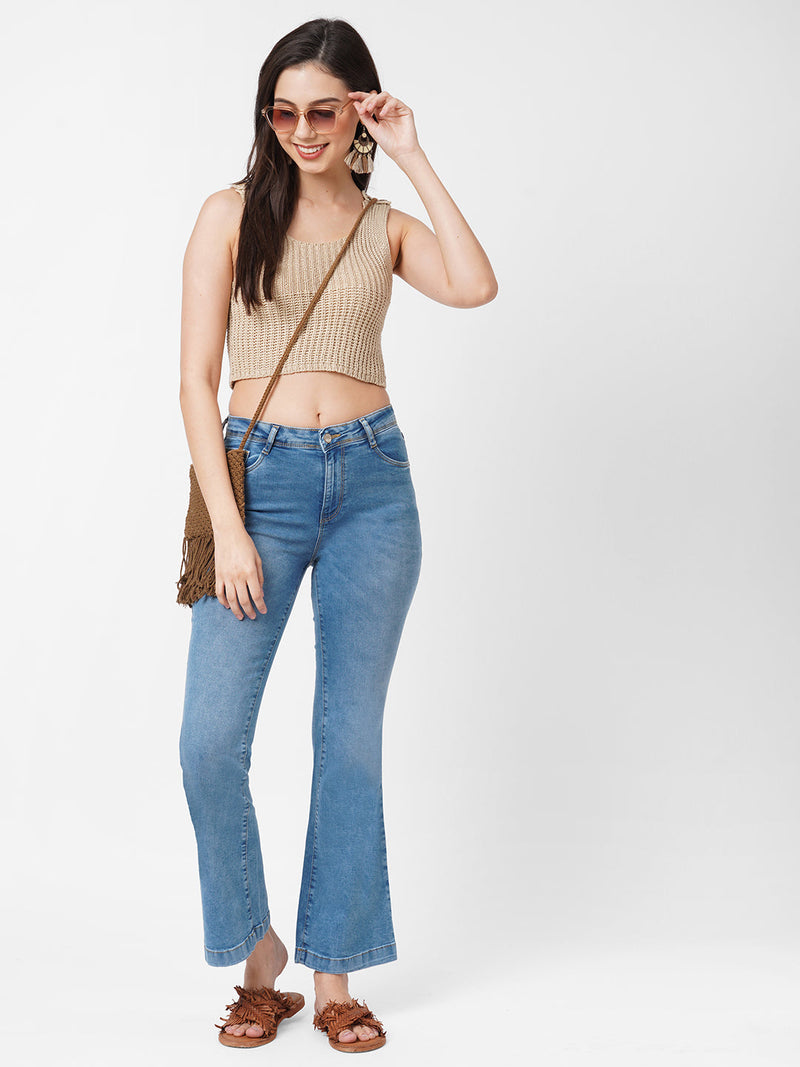 K5013 High-Rise Flared Jeans - Light Blue