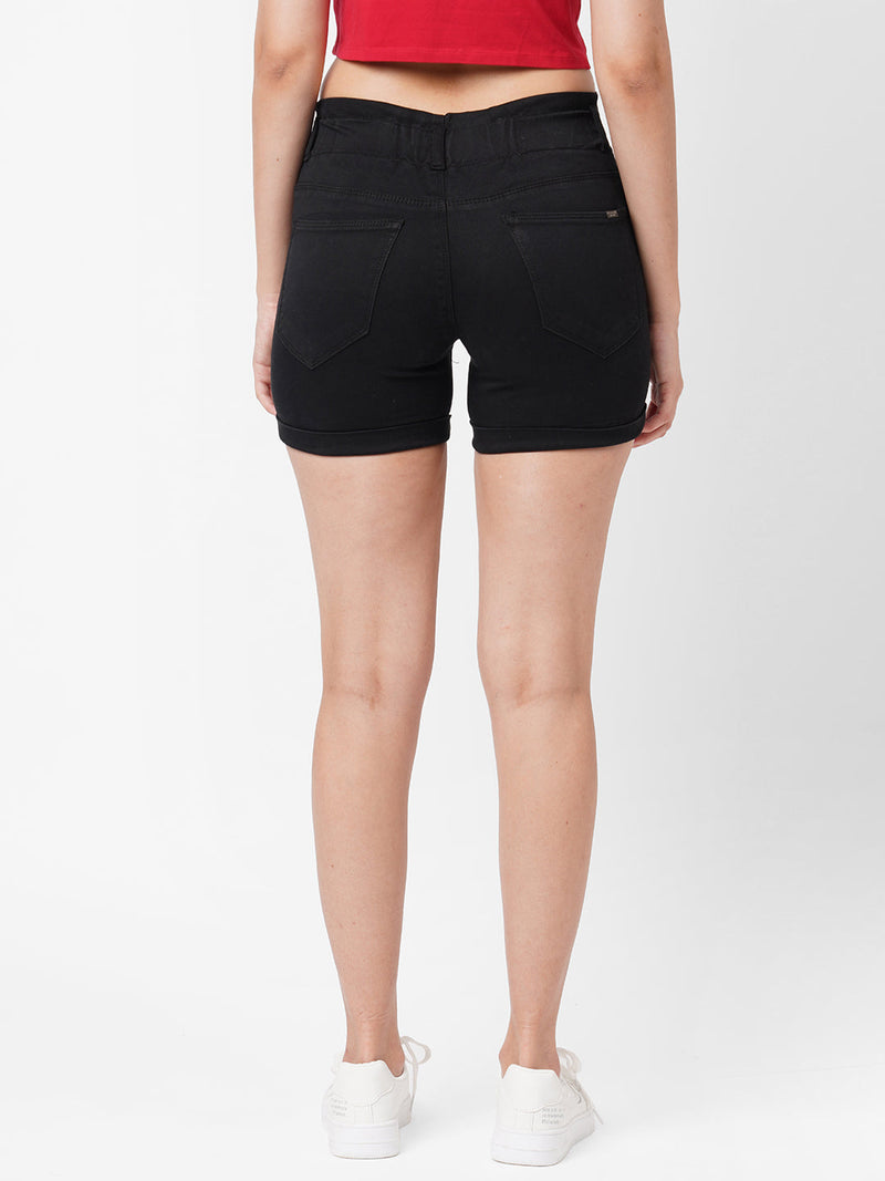 K4041 High-Rise Slim Shorts - Black